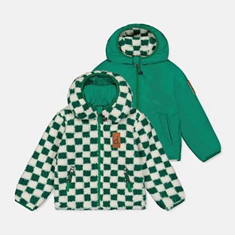 Little Kids Boy Sherpa and Water-Resistant Reversible Mid-Season Jacket