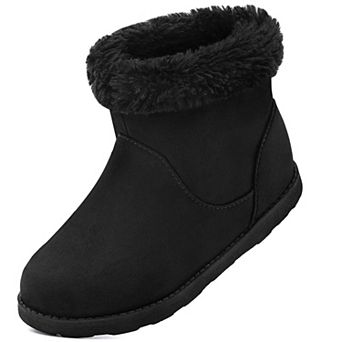 HOMEHOT Girls Boots Faux Fur Lined Zip Boots for Toddler Little Big Kids