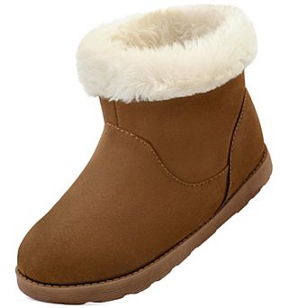 HOMEHOT Girls Boots Faux Fur Lined Zip Boots for Toddler Little Big Kids