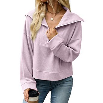 Women's Half Zip Pullover Sweater Long Sleeve Fall Casual Tunic Sweater