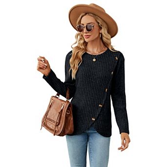 Women's Asymmetric Long Sleeve Tunic Tops Dressy Casual Fashion Sweaters