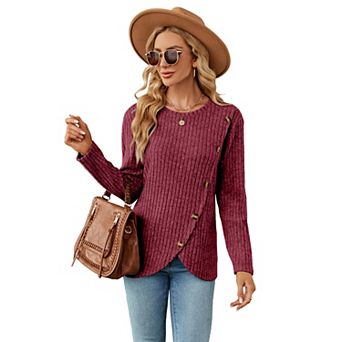 Women's Asymmetric Long Sleeve Tunic Tops Dressy Casual Fashion Sweaters