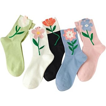 5 Pairs Cute Cotton Socks for Women Novelty Ankle Athletics Sock