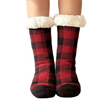 Womens Slipper Socks, Fuzzy Cabin Winter Thick Grips Socks