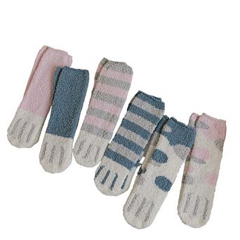 Cat Claw Socks Cat Paw Socks 6 Pairs Women Fuzzy Socks