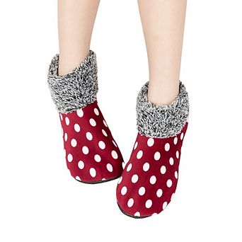 Fleece Lined Polka Dot Non Slip Winter Floor Socks for Women