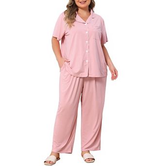 Women Plus Size Pajamas Sets Button Down Sleepwear with Pants