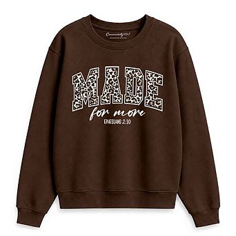 Made For More Christian Sweatshirt, Ephesians 2:10 Leopard Faith Bible Verse Easter Sweater