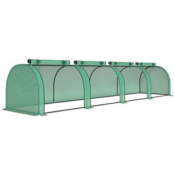 Outsunny Mini Greenhouse, Portable Greenhouse with 4 Roll-Up Doors