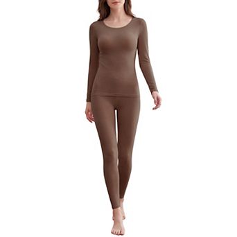 Seamless Long Johns Set for Women Thermal Underwear Built in Bra