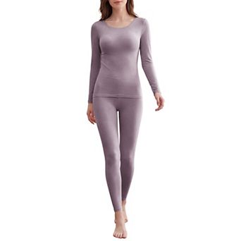 Seamless Long Johns Set for Women Thermal Underwear Built in Bra