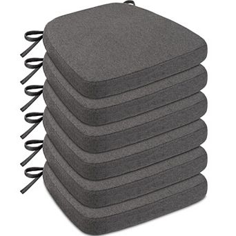 Chair Cushions D-shaped Seat Pads Removable Cover Ties Kitchen Patio 6 Pack