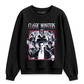 Classic Monsters Black and White Sweatshirt, Retro Vintage Horror Sweater