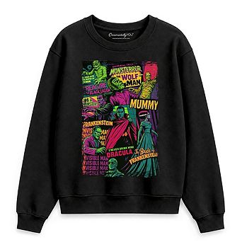 Horror Comic Classic Monsters Sweatshirt, Vintage Scary Halloween Sweater