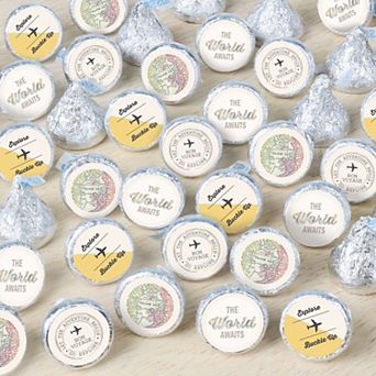 Big Dot Of Happiness World Awaits - Small Round Candy Stickers Party Favor - 324 ct