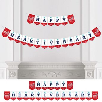 Big Dot Of Happiness Happy Heartiversary - Bunting Banner - Party Decor - Happy Heartiversary