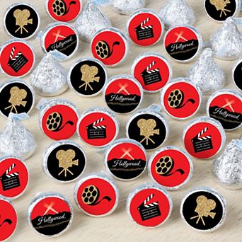 Big Dot Of Happiness Red Carpet Hollywood - Small Round Candy Stickers Party Favor - 324 ct