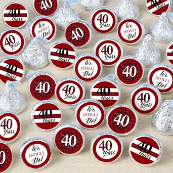 Big Dot Of Happiness We Still Do 40th Anniversary - Small Round Candy Stickers Party Favor - 324 ct