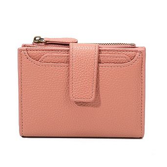 RFID Blocking Women's Faux Leather Bifold Wallet Snap Closure Card Holder