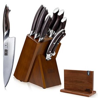 HOSHANHO 8 pc Kitchen Knives Set Block Chef Knife Set with Magnetic Knife Holder