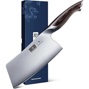 HOSHANHO 7-Inch Japanese High Carbon Steel Kitchen Cleaver Knife with Ergonomic Wood Handle