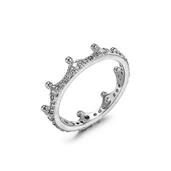 Women's Delicate Crown Shape Cubic Zirconia Stackable Ring