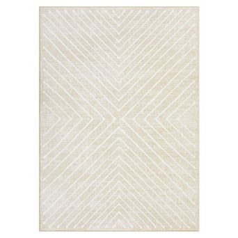 Modern Striped Washable Rug with Non-Slip Backing for Living Room Bedroom Dining Home Office
