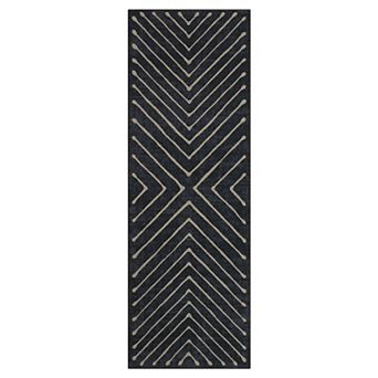 Modern Striped Washable Rug with Non-Slip Backing for Living Room Bedroom Dining Home Office