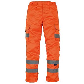 Yoko Mens Hi Vis Polycotton Cargo Trousers With Knee Pad Pockets