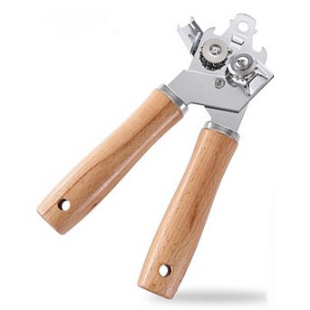 Stainless Steel Can Opener Manual With Wooden Handel Handheld Can Openers