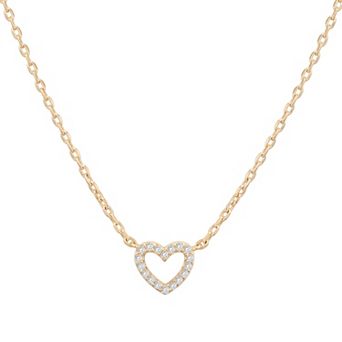 14K Gold Plated Dainty Cubic Zirconia Heart Pendant for Women