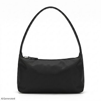 Women's Minimalist Shoulder Bag with Top Zipper and Slim Rectangular Silhouette