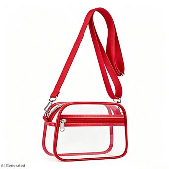 Women's Clear Stadium Crossbody Bag with Front Zipper Pocket, Adjustable Strap