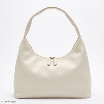 Women's Large Hobo Shoulder Bag with Double Zipper Closure and Long Curved Handle