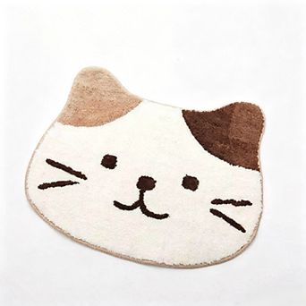 Cute Cat Head Shaped Bathroom Floor Mat Soft Water Absorbent with Anti-Slip Base