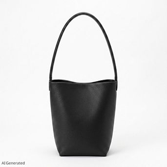Women's Textured Bucket Shoulder Bag with Long Strap and Soft Structured Silhouette