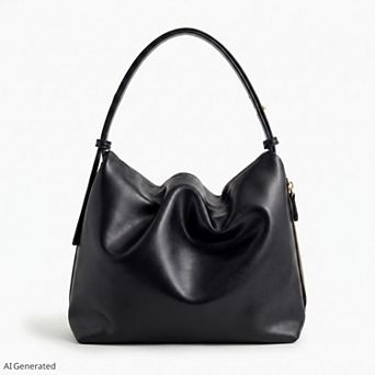 Women's Slouchy Hobo Shoulder Bag with Adjustable Strap and Side Zipper Closure