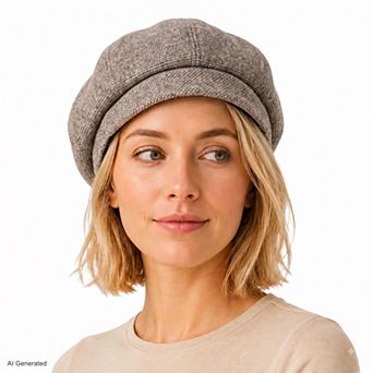 Womens Wool Blend Houndstooth Beret Hat Vintage Painter Cap for Fall Winter