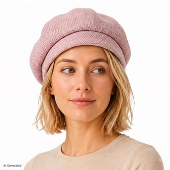 Womens Wool Blend Houndstooth Beret Hat Vintage Painter Cap for Fall Winter
