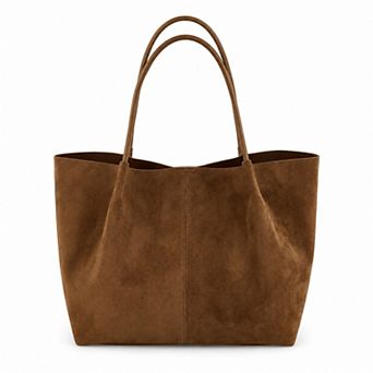 Women's Large Suede-Like Shoulder Tote Bag with Long Handles