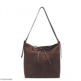 Womens Adjustable Shoulder Bag Bow Detail Large Hobo Tote with Zipper Closure