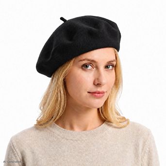 Womens Wool Beret Hat Classic French Painter Cap Soft Felt Everyday Style
