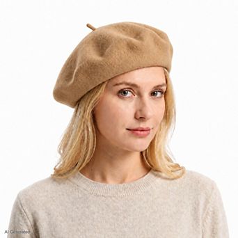 Womens Wool Beret Hat Classic French Painter Cap Soft Felt Everyday Style