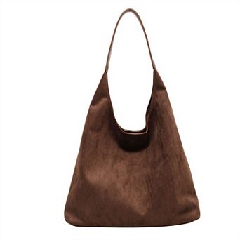 Women's Oversized Suede-Like Hobo Shoulder Bag with Long Strap