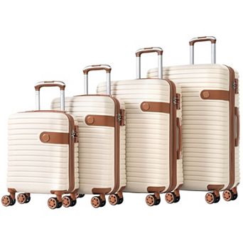 KWPZQEB 4 Size ABS Hard Shell Luggage Set with 4 Packing Cubes, TSA Lock & Spinner Wheels