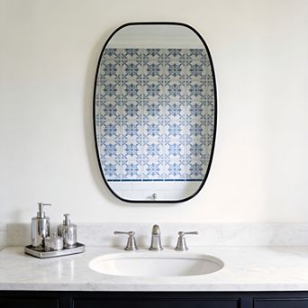 KWPZQEB Metal Framed Oval Vanity Bathrrom Mirror, Modern Decorative Mirror