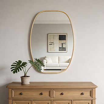 KWPZQEB Metal Framed Oval Vanity Bathrrom Mirror, Modern Decorative Mirror