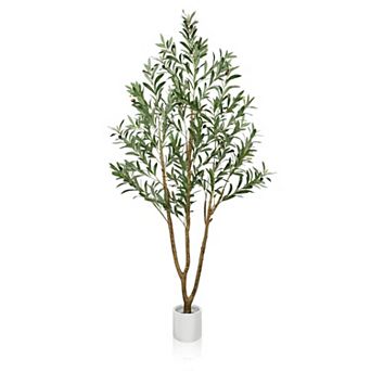 Vitalismo Artificial Olive Tree with White Planter Artificial Plants for Home Indoor Outdoor Decor