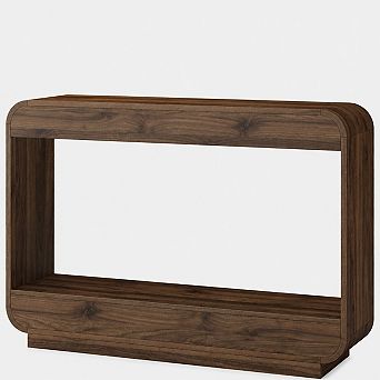 Gikpal Console Table, 43" Curved Entryway Table, Wood Sofa Tables Behind Couch with Open Shelf