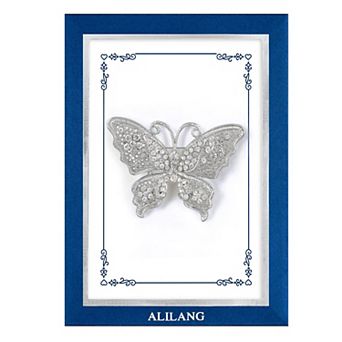 Clear Butterfly Crystal Rhinestone Brooch Pin with Family or Friend Gift Message Card Envelope Gifts